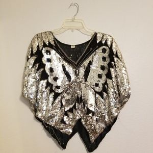 Vintage sequined butterfly top